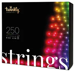 Twinkly Smart LED Гірлянда Twinkly Strings RGB 250, Gen II, IP44, довжина 20м, кабель чорний
