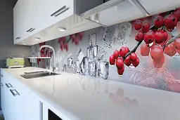 Кухонний фартух самоклеючий Червоні Ягоди Лід наклейка ПВХ зимовий натюрморт 60х200 см Happy Pocket Z180301