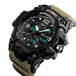 Наручний годинник чоловічий Skmei 1155 Khaki, 1155BKH (12280) - мініатюра 4