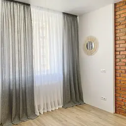 Штори з легкого льону сірого кольору на тасьмі 2шт. 150х270 ALBO pbe0052565 - мініатюра 3