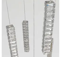Каскадна хромована LED люстра Artlight 622/5CH на 5 прозорих кришталевих підвісів 95W - мініатюра 3