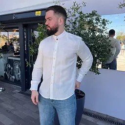 Сорочка чоловіча з мусліну 32768 L молочна - мініатюра 4