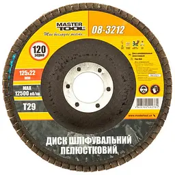 Диск шліфувальний пелюстковий MasterTool 125 мм x Р120 зігнутий