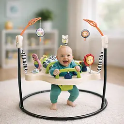 Дитячий ігровий центр Fisher-Price Jumperoo з підсвічуванням та звуком / Розвиваючий ігровий джемпер Бежевий