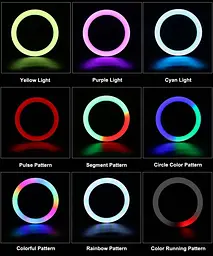 Селфи-лампа LED кольцевая Voltronic MJ-20 RGB 20см + штатив - мініатюра 11