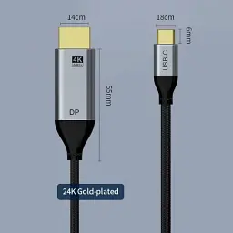 Кабель CABLETIME USB Type-C to DisplayPort (сумісний з Thunderbolt 3/4) 1.8m 4K/60Hz для MacBook/iMac - мініатюра 5