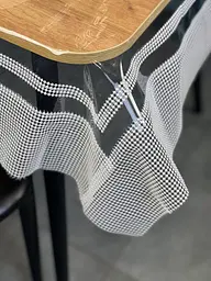 Скатертина силіконова з білою перлинною стрічкою подвійною 330х130 см - мініатюра 7