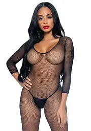 Бодістокінг Leg Avenue V Front Bodystocking One size Black, дрібна сітка, доступ - мініатюра 1