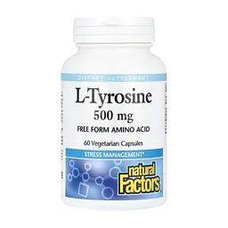 Вітамінно-мінеральний комплекс Natural Factors L-тирозин, 1000 мг, L-Tyrosine, 60 вегетаріанських капсул (NFS-02803)