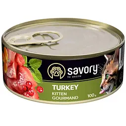 Вологий корм для кошенят Savory Cat Can Kitten з індичкою 100 г