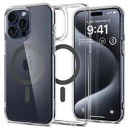 Оригінальний прозорий чохол для iPhone 15 PRO (6.1") Spigen Ultra Hybrid MagSafe Graphite ACS06716 MagFit - мініатюра 1