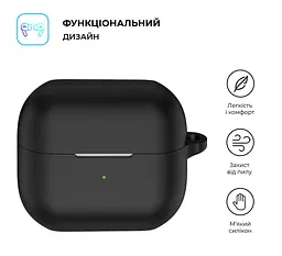 Силіконовий чохол для навушників Samsung Galaxy Buds 3/Buds 3 Pro/Buds 3 FE, Hang Case, чорний, ультратонкий захисний кейс товщиною 2 мм, захист від подряпин, пилу та ударів, компактний, з карабіном для кріплення, ArmorStandart (ARM79972) - мініатюра 2