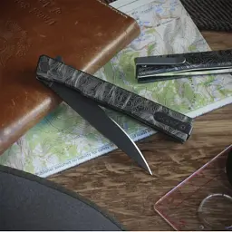 Ніж Ocaso Solstice, Engraved titanium Topo Pattern, Black (10ETB) - мініатюра 2