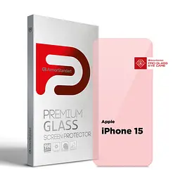 Захисне скло для Apple iPhone 15, Pro Eye Care, прозоре, загартоване 2.5D скло без рамки, глянцеве, повне проклеювання, захист зору від шкідливого випромінювання, ArmorStandart (ARM77675)