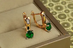 Сережки Xuping Jewelry партія із зеленим каменем 1,7 см золотисті