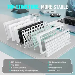 Ігрова магнітна клавіатура MAMBASNAKE M82 HE / Hall Effect / Magnetic Switch / 75% / Rapid Trigger / White - мініатюра 4