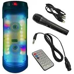Бездротова акумуляторна Bluetooth колонка BT5.0 караоке бумбокс 30W акустична система з мікрофоном та LED RGB підсвічуванням UKC ZQS 6210 - мініатюра 2