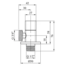 Кран приладовий кутовий Karro KR-03123 New латунь 1/2"х3/4" Хром 30412 - мініатюра 2