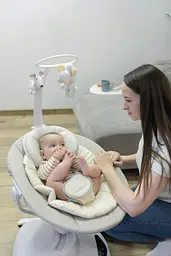 Люлька-качалка дитяча електронна з музикою шезлонг для новонароджених немовлят Adora Carrello Stone Grey - мініатюра 2