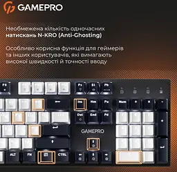 Механічна ігрова клавіатура GamePro MK-144-B Hot-Swap Outemu Red Switch USB Black-White - мініатюра 13