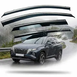 Дефлектори вікон вітровики Benke для Hyundai Tucson (NX4) 2021- Europe Short Хром Молдинг З Нержавіючої Сталі 3D