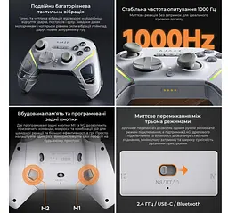 Геймпад джойстик Ajazz GP-100W 2.4G/BT/USB, Switch/PC/iOS/Android, RGB, White - мініатюра 6