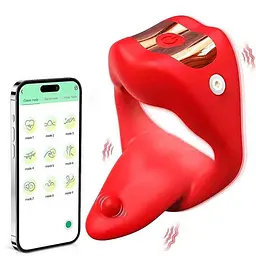 Смарт віброкільце Love Spouse Tongue Червоний K000856 - мініатюра 4