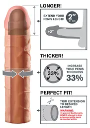 Насадка для пеніса Pipedream Fantasy X-tensions Perfect Extension 20 см тілесний - мініатюра 6