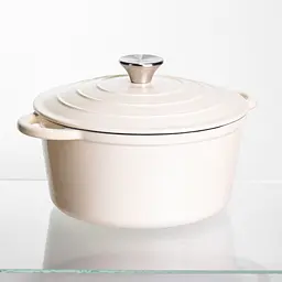 Каструля чавунна емальована 4 л, бежевий Yongkang HP-FLG-1 WHITE - мініатюра 6