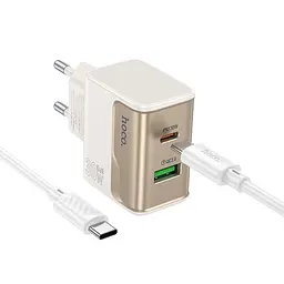 МЗП Hoco CS73A Star Speed PD30W+QC3.0 (1USB-A/1C) + кабель Type-C to Type-C White - мініатюра 2
