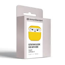 Силіконовий чохол для навушників Apple AirPods 3, Ultrathin Silicone Case, жовтий, захисний чохол, ультратонкий і легкий, захист від подряпин і пилу, м"який силікон, ArmorStandart (ARM60299) - мініатюра 3