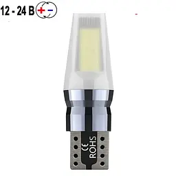 Автолампа світлодіодна LED 12/24V T10 COB 24 Чіп (Матовий Алюміній) Білий Світло 1 шт