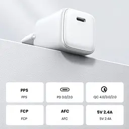 Блок зарядний адаптер Ugreen CD319 Nexode Mini 1 USB-C 30 W PD GaN (15326) білий - мініатюра 4