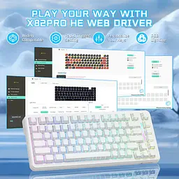 Ігрова магнітна клавіатура Attack Shark X82 Pro / Три режими підключення / Magnetic Switch / White - мініатюра 7