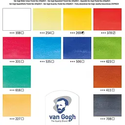 Набір акварельних фарб Van Gogh Pocket Box 12 кювет + пензлик Royal Talens (8712079341107) - мініатюра 2