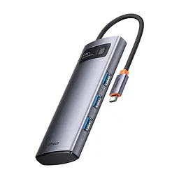 USB-хаб Baseus Metal Gleam Series 4-in-1 Multifunctional Type-C HUB Docking Station Gray（Type-C to USB3.0*4） (WKWG070013) - мініатюра 5