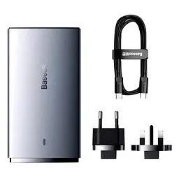 Зарядний пристрій Baseus GaN5 Pro Ultra-Slim 65W 1Type-C+1USB+Cable Type-C to Type-C 100W CCGP150113 Grey - мініатюра 4