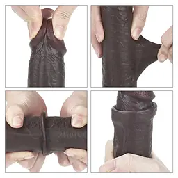 Фалоімітатор LoveToy Sliding Skin з подвійного матеріалу 23 см коричневий - мініатюра 19