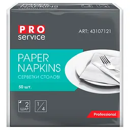 Серветки столові PRO service Premium двошарові складання 1/4 Білі 50 шт. (4823071621624)