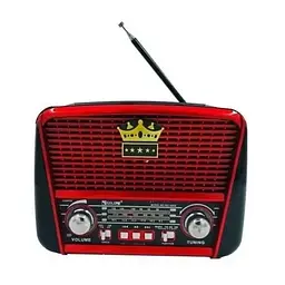 Радіоприймач переносний Bluetooth від мережі із сонячною панеллю червоний Golon RX-455S
