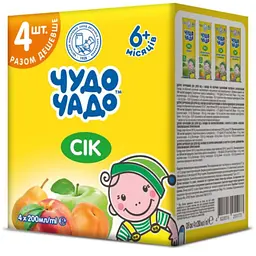 Уцінка.  Сік Чудо-чадо Яблуко-абрикос + Яблуко + Яблуко-персик + Яблуко-груша 4 шт по 200 мл 