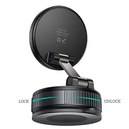 Автотримач Hoco H86 Dragon manual suction cup magnetic holderuniversal чорний сірий - мініатюра 3
