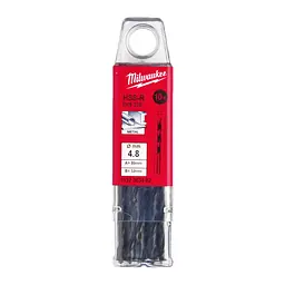 Свердло по металу HSS-R MILWAUKEE DIN338, діаметр 4,8х86х52мм, (10шт), пластикова коробка