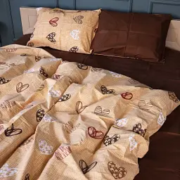 Простирадло MirSon Бязь 17-0705 Toffee Hearts 110х160 см шоколадне (2200010619539) - мініатюра 2