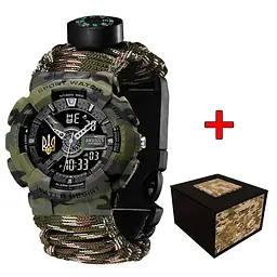 Годинник Awarder 005 Тризуб золото Camo Green Паракордовий ремінець Camo Green