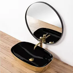 Умивальник Rea Rich 38,5x60,5 black/gold (REA-U9600) - мініатюра 5