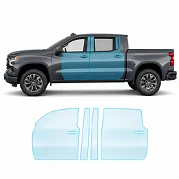 Антигравійна захисна бронеплівка за лекалами для Chevrolet Silverado IV facelift 2022- зони дверей і стійки вікон