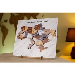 Двошарова дерев’яна Карта України PuzzleOK на підставці Арт-00351   - мініатюра 3