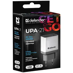 Зарядний пристрій Defender UPA-21 white, 1xUSB, 5V / 2.1A (83571) - мініатюра 3