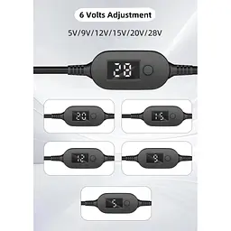 Кабель живлення USB-C to DC 5.5x2.5mm 1.0m 5V/9V/12V/15V/20V/28V 140W black XoKo (XK-K695) - мініатюра 3